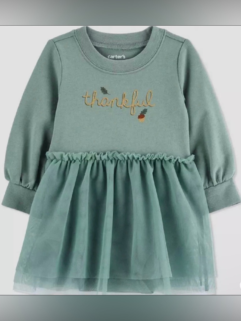 Carters Baby Girl Cotton Thankful Fall Sweater Tulle Dress Size 3 Months